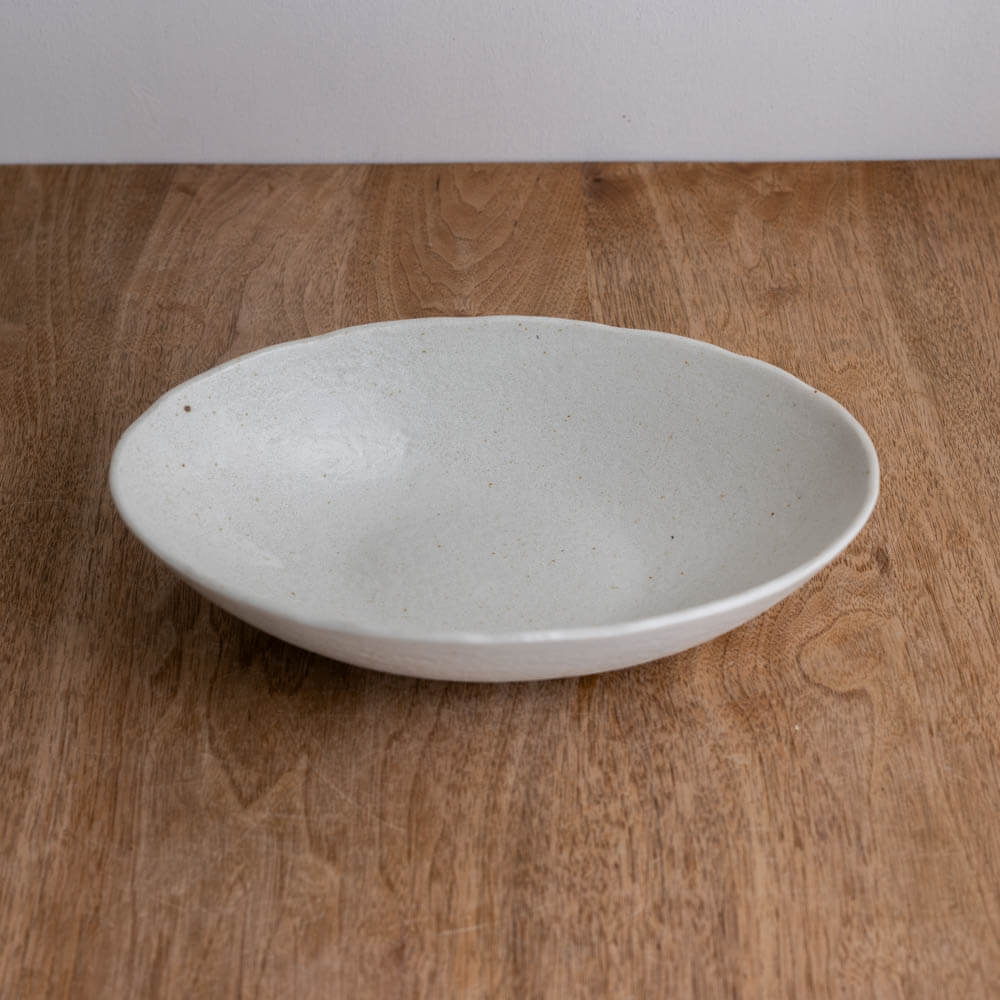 【WEB限定】27cm砂目楕円鉢 白 -器市-