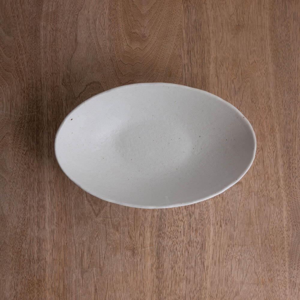 【WEB限定】27cm砂目楕円鉢 白 -器市-