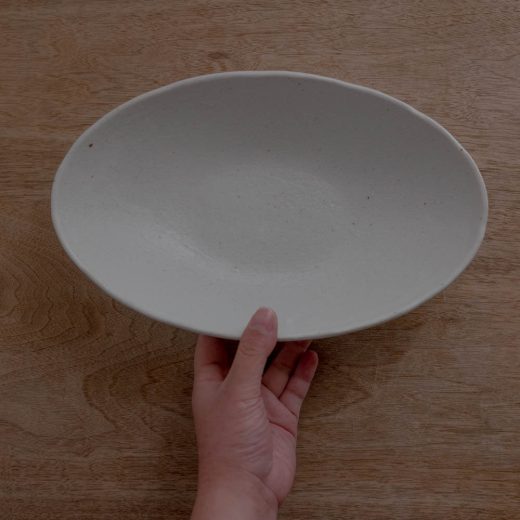 【WEB限定】27cm砂目楕円鉢 白 -器市-