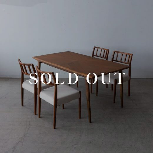 アウトレット家具の［数量限定SALE］新品 EDDA × chapter ダイニング5点セット DT31005Q-NM200 + チェア 201（チーク・アカシア - オイル）売り切れ