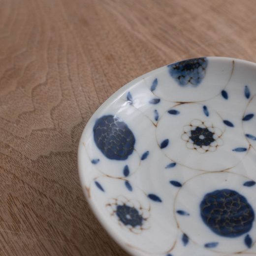 【WEB限定】藍更紗 三ツ山4寸皿 -器市-