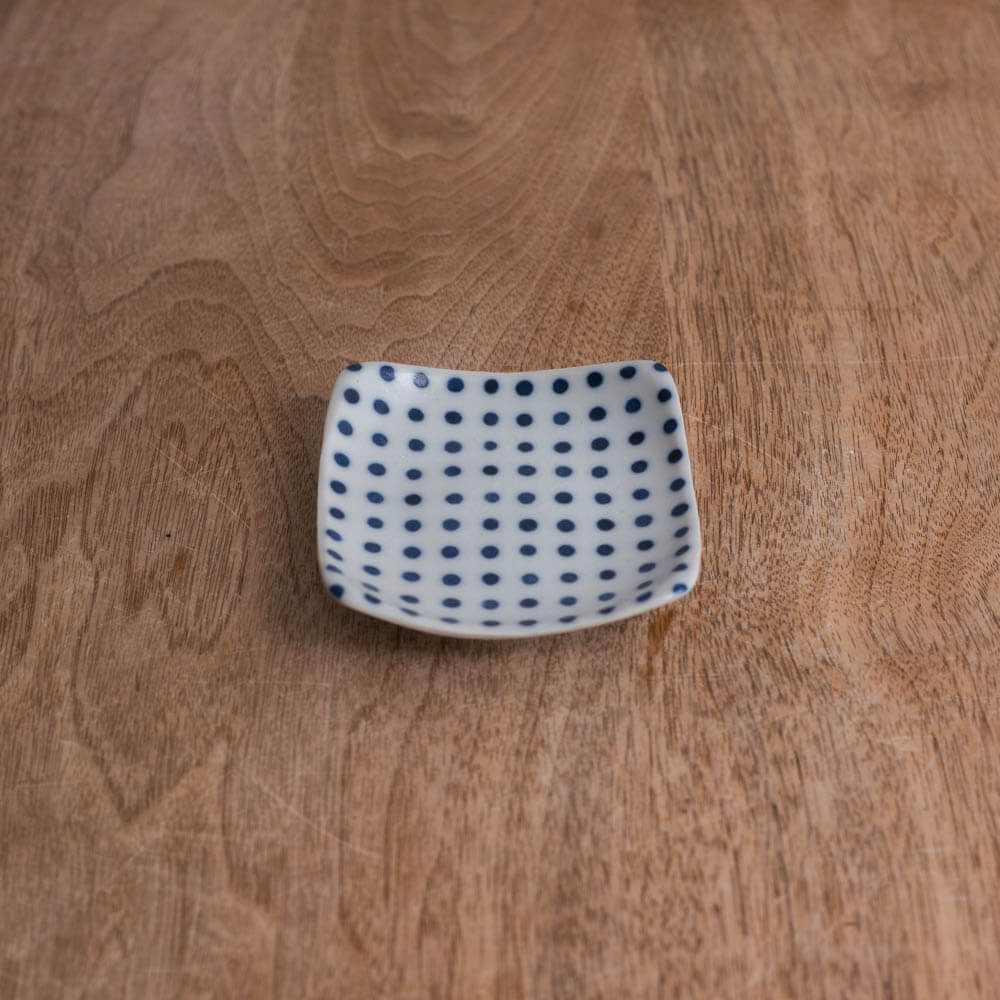 【WEB限定】豆しぼり 角3寸皿 -器市-