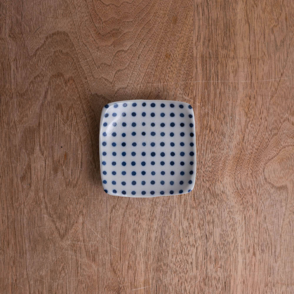 【WEB限定】豆しぼり 角3寸皿 -器市-