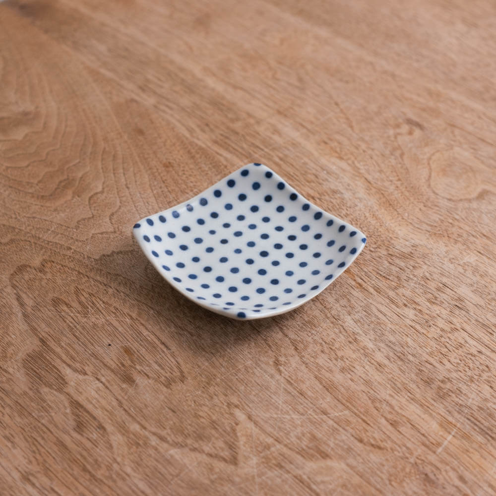 【WEB限定】豆しぼり 角3寸皿 -器市-