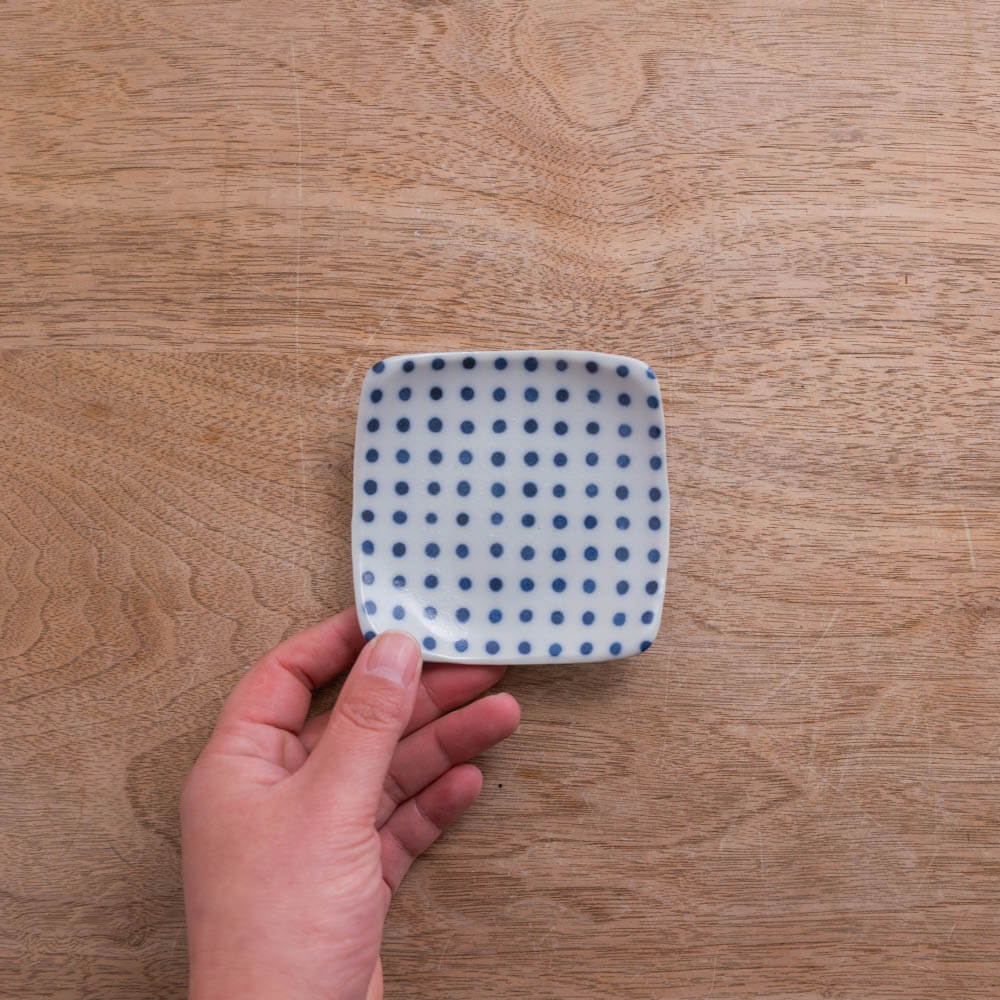 【WEB限定】豆しぼり 角3寸皿 -器市-