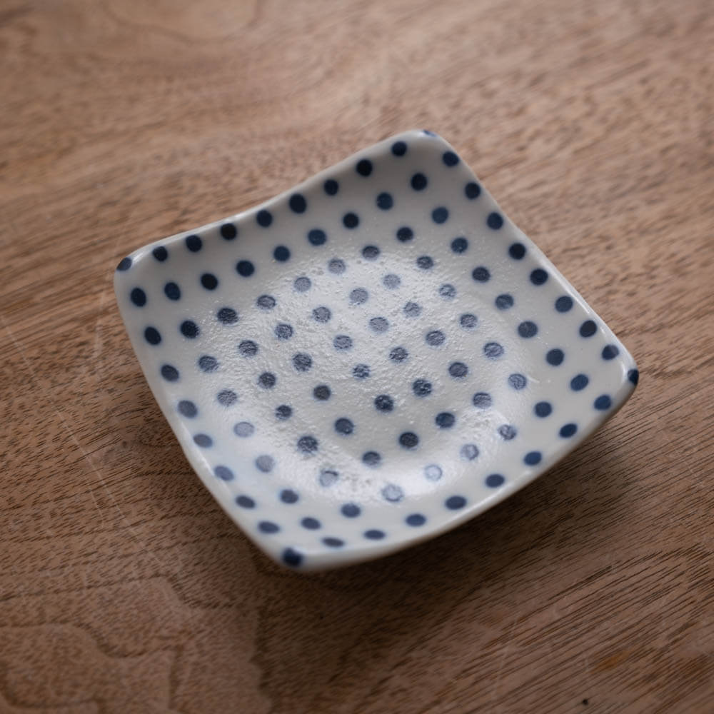 【WEB限定】豆しぼり 角3寸皿 -器市-