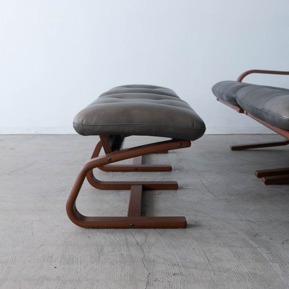 ［リユース品］Agioワイド 左肘ソファ＋右肘ソファ＋スツール×2 ブラックチェリー材 BC色 総本革エージングオイル OL80