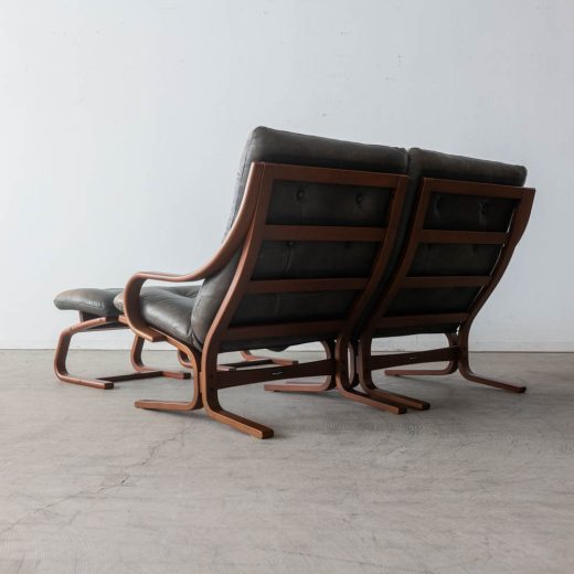 ［リユース品］Agioワイド 左肘ソファ＋右肘ソファ＋スツール×2 ブラックチェリー材 BC色 総本革エージングオイル OL80