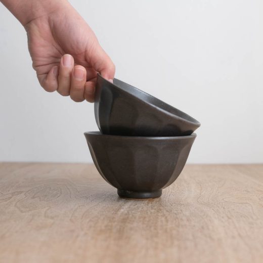 【WEB限定】しのぎ 深型茶碗 黒 -器市-