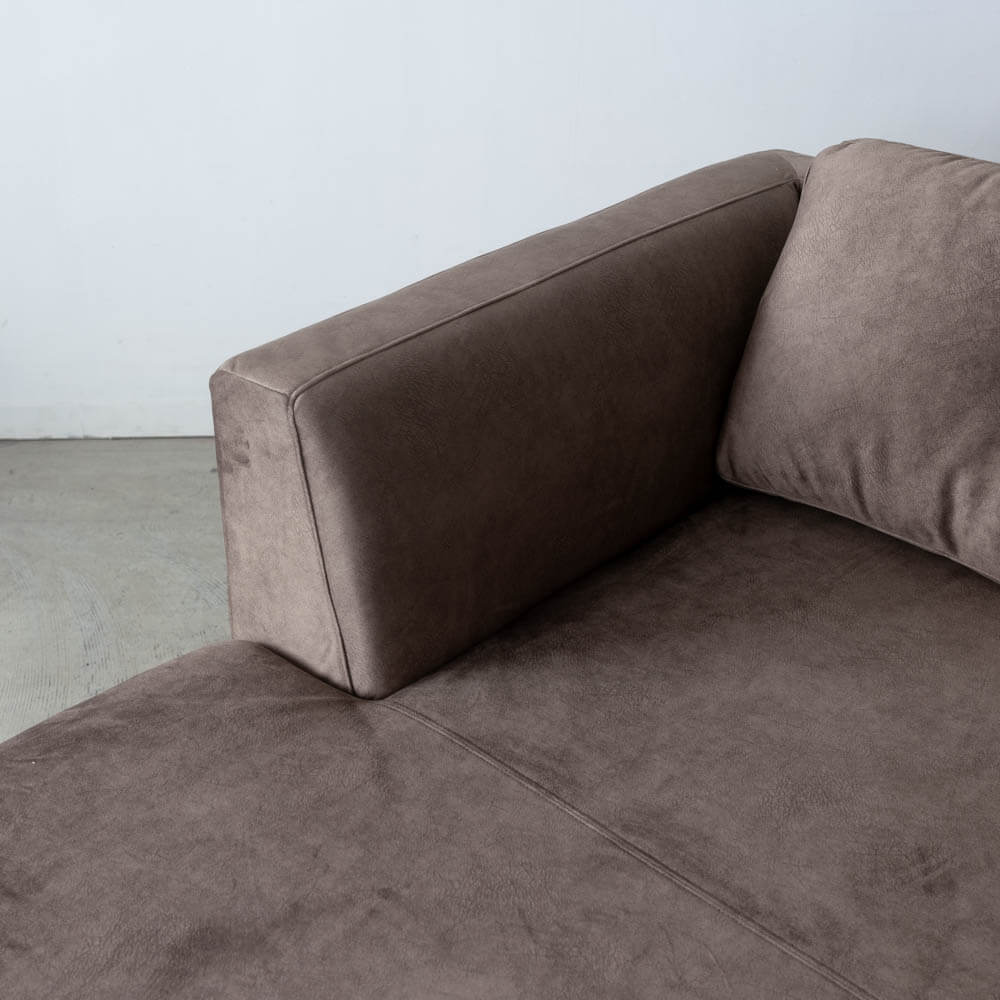 ［現品SALE］コロン カウチソファ（L）＋ シェーズロング（R） アッシュ材 / グレー張地：マーブル10