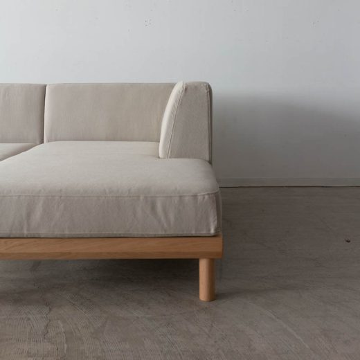 ［期間限定SALE］リトルコロン 1450カウチソファ（R）＋シェーズロング（L）レッドオーク/オイル 張地：ランク2 / 帆布6GY