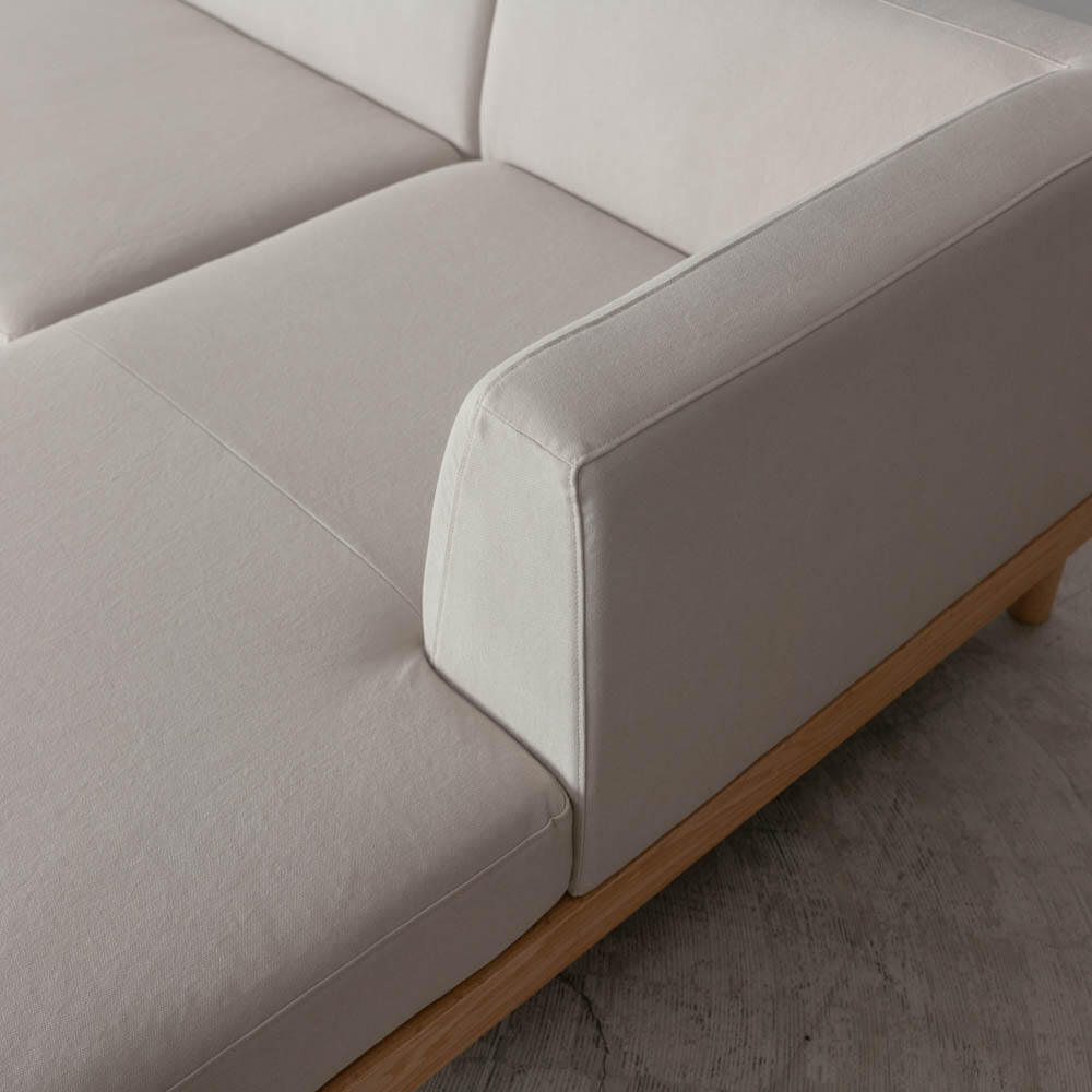 ［期間限定SALE］リトルコロン 1450カウチソファ（R）＋シェーズロング（L）レッドオーク/オイル 張地：ランク2 / 帆布6GY