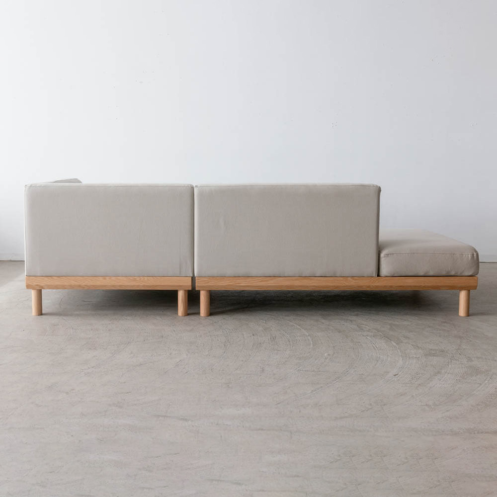 ［期間限定SALE］リトルコロン 1450カウチソファ（R）＋シェーズロング（L）レッドオーク/オイル 張地：ランク2 / 帆布6GY