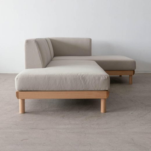 ［期間限定SALE］リトルコロン 1450カウチソファ（R）＋シェーズロング（L）レッドオーク/オイル 張地：ランク2 / 帆布6GY