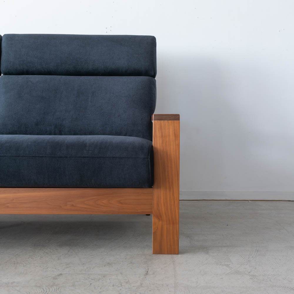 ［現品SALE］ウッドハウスⅡ 2.5Pソファ1800 ウォールナット材オイル/カプリス9ネイビー