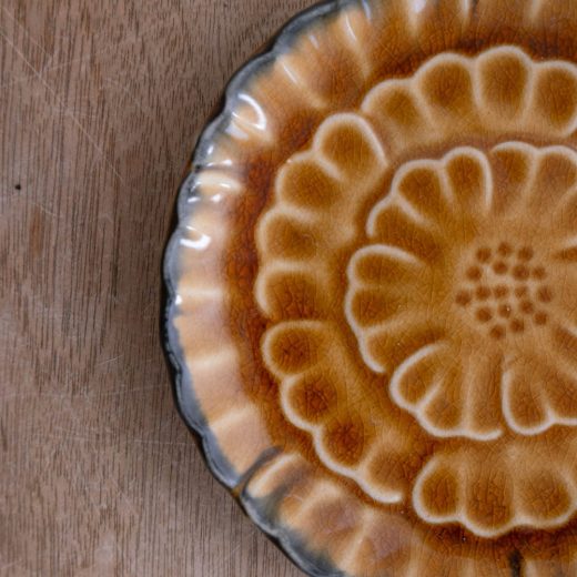 ぼたん銘々皿（ブラウン）-器市-