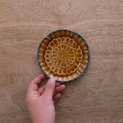 ぼたん銘々皿（ブラウン）-器市-