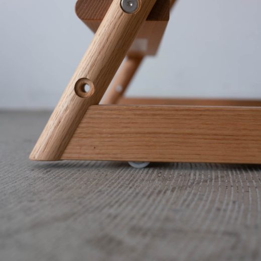 ［アップサイクル品］日進木工 アクタス 学習椅子T-KIDS オーク材 / ウレタン塗装 ミナペルホネン tambourine / ブルー