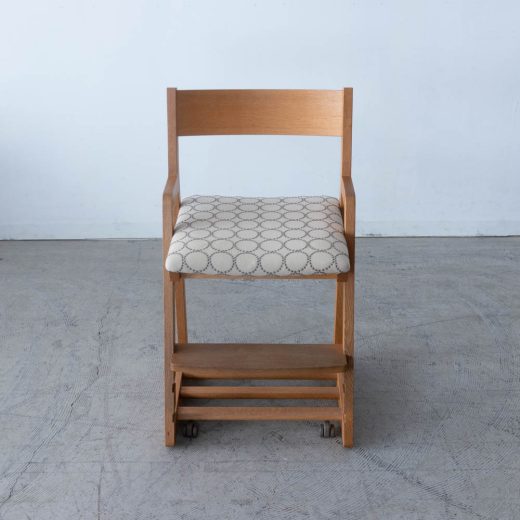 送料込［アップサイクル品］飛騨産業 学習チェア ホワイトオーク キャスター付 張地ミナペルホネン tambourine dop