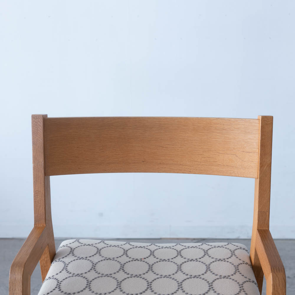 送料込［アップサイクル品］飛騨産業 学習チェア ホワイトオーク キャスター付 張地ミナペルホネン tambourine dop