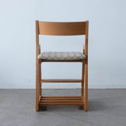 送料込［アップサイクル品］飛騨産業 学習チェア ホワイトオーク キャスター付 張地ミナペルホネン tambourine dop