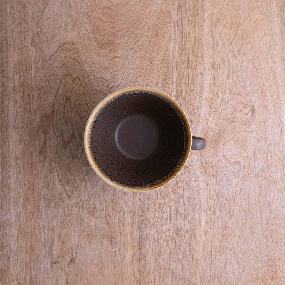 青釉流し 茶 スープマグ