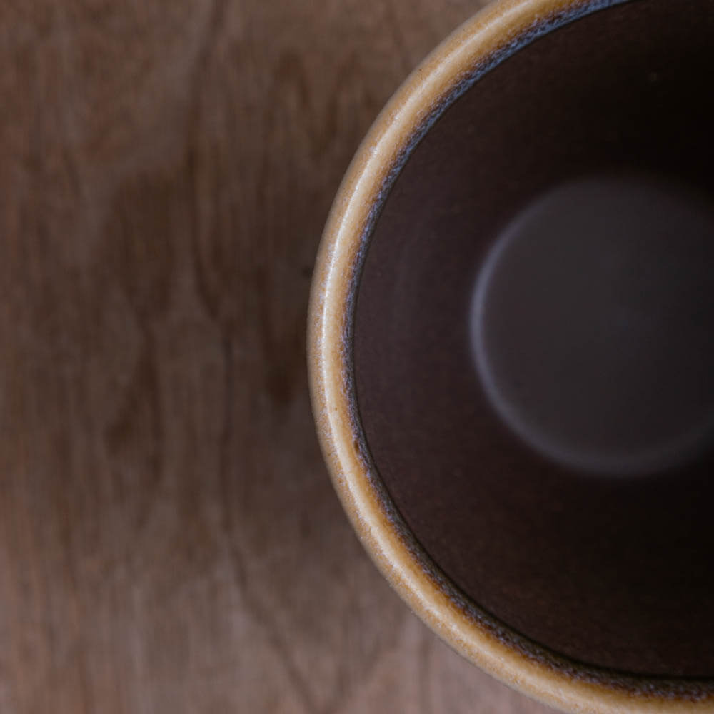 青釉流し 茶 スープマグ