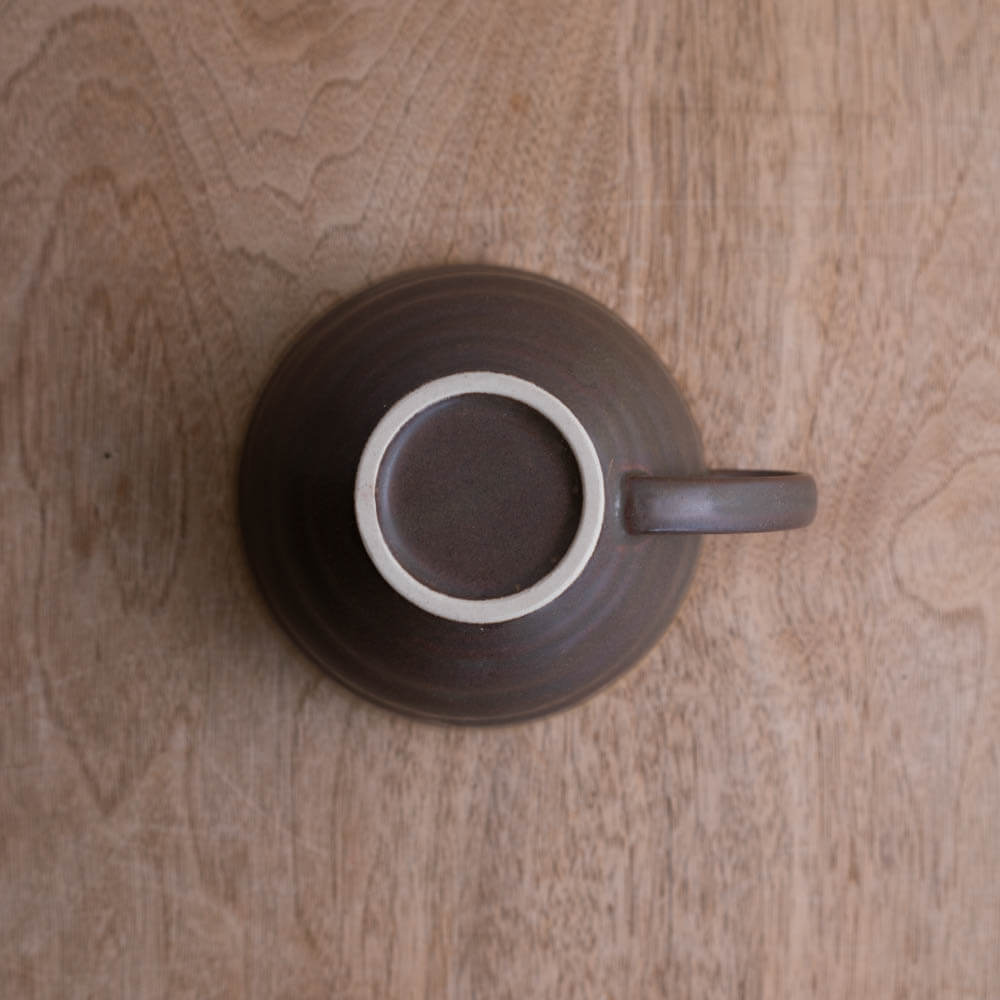 青釉流し 茶 スープマグ