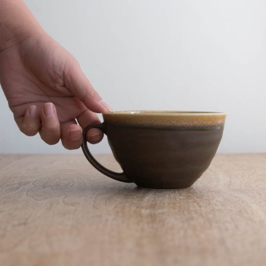 青釉流し 茶 スープマグ