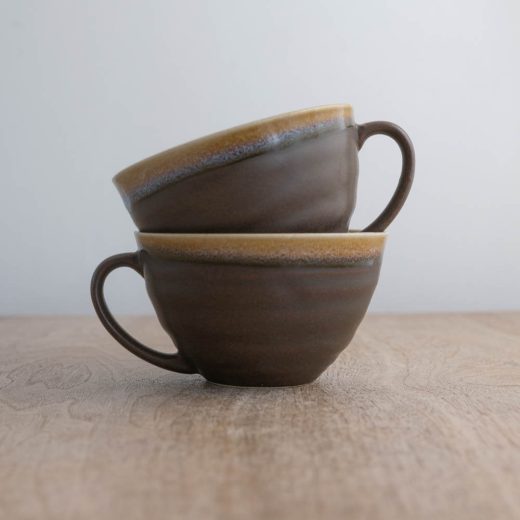 青釉流し 茶 スープマグ