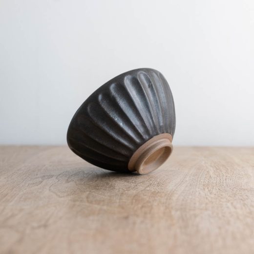 土物しのぎ茶碗（大きめ）黒