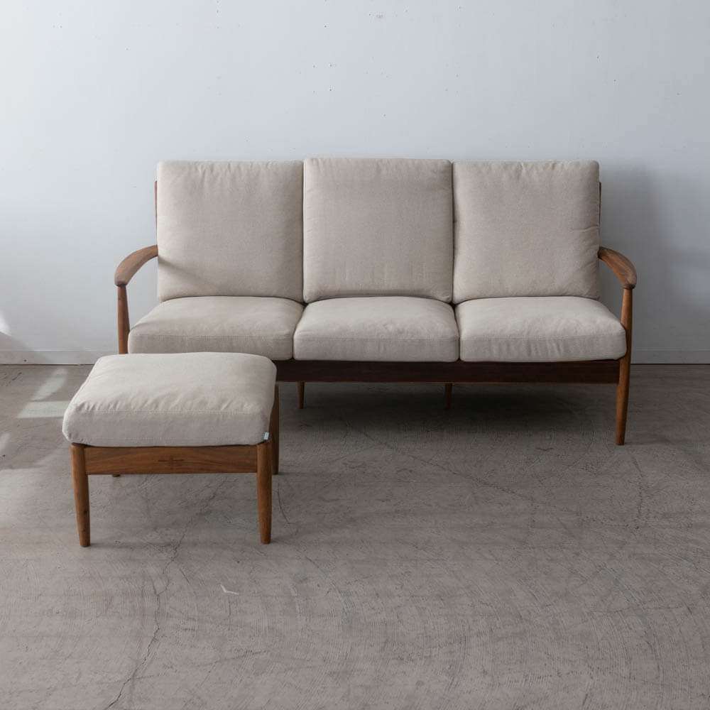 ［現品SALE］EDDA 3Pソファ  LS30303A-EL0E2＋オットマン（ベージュ）