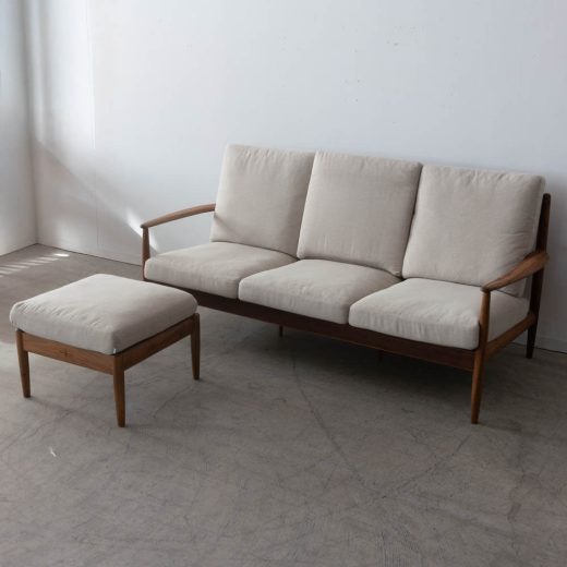 ［現品SALE］EDDA 3Pソファ  LS30303A-EL0E2＋オットマン（ベージュ）