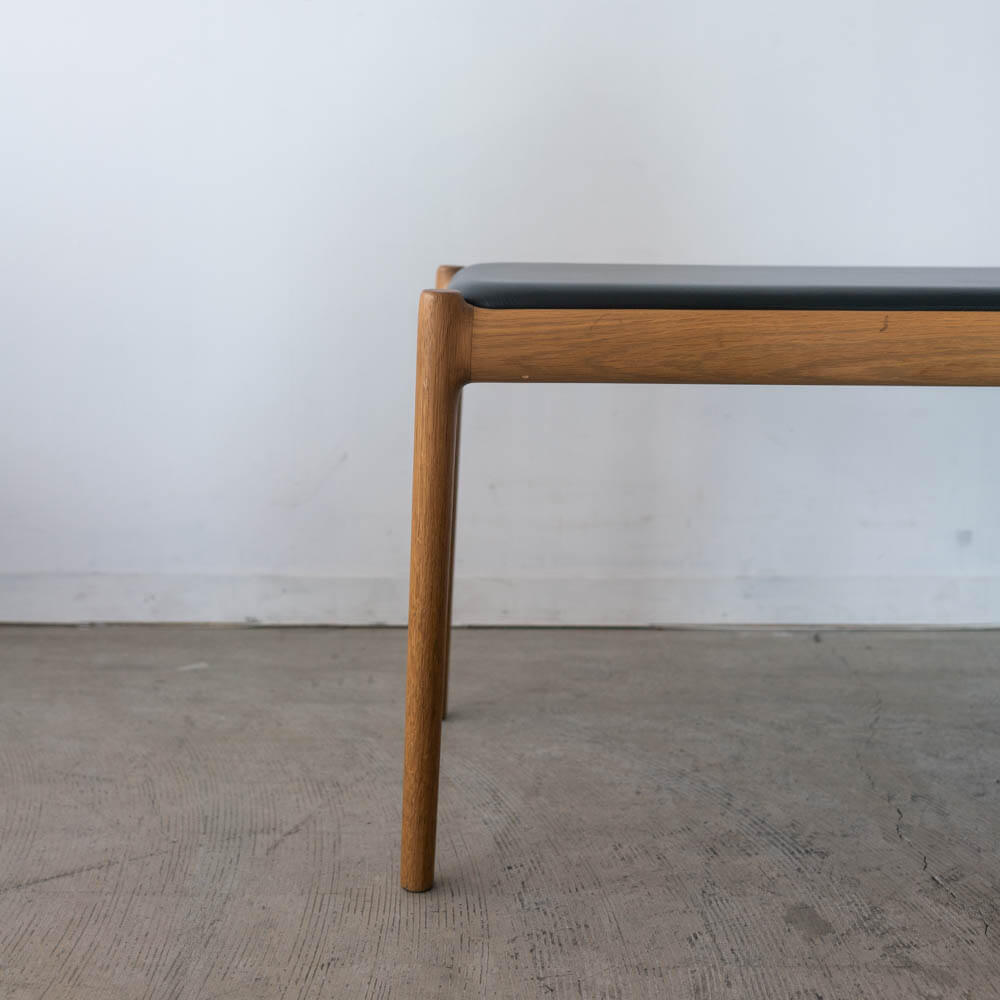 ［現品SALE］BRIDGE ベンチ120(NA) 座面R2ブラック(革) DC80202S-NN0-R2