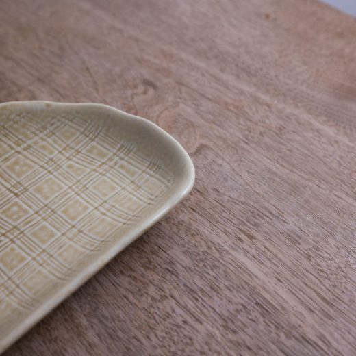 黄瀬戸吹き 半月皿 -器市-