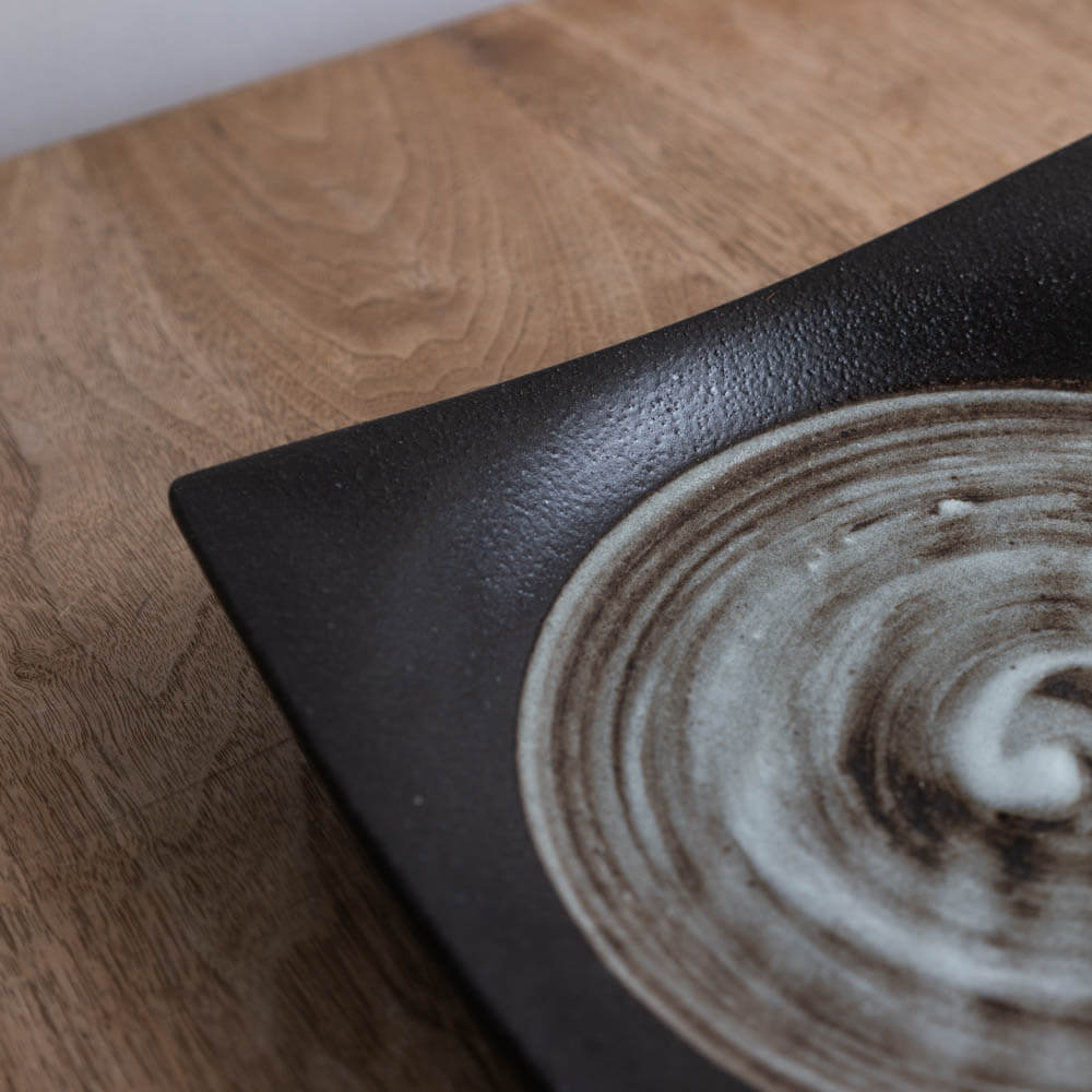 深山雪 手引き正角7.5皿 -器市-