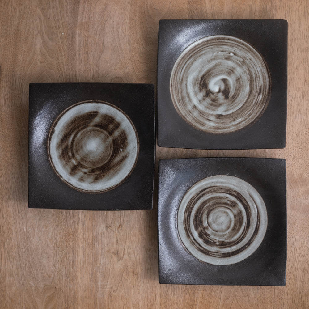 深山雪 手引き正角7.5皿 -器市-