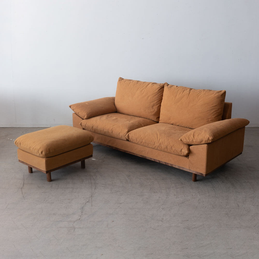 ［現品SALE］アージョ ソファ 206＋スツール 張地：ズックB-8 ウォールナット材 オイル SH440