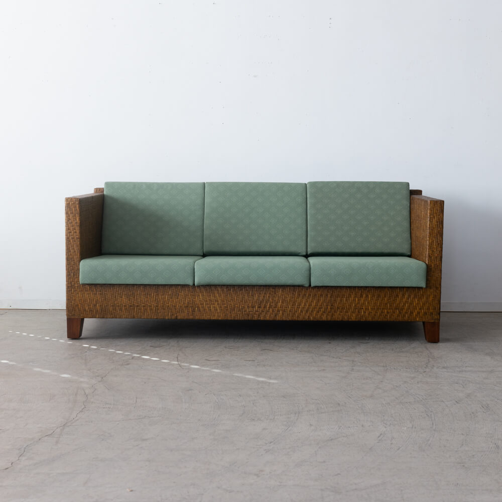 ［アップサイクル品］ラタン 3Pソファ W1800