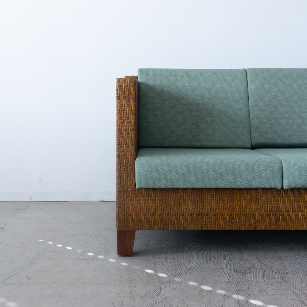 ［アップサイクル品］ラタン 3Pソファ W1800