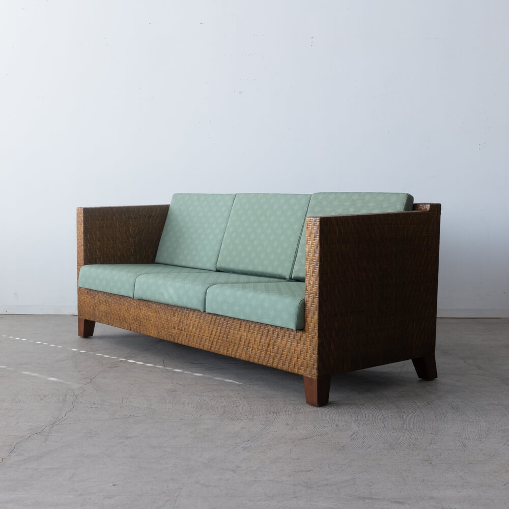 ［アップサイクル品］ラタン 3Pソファ W1800