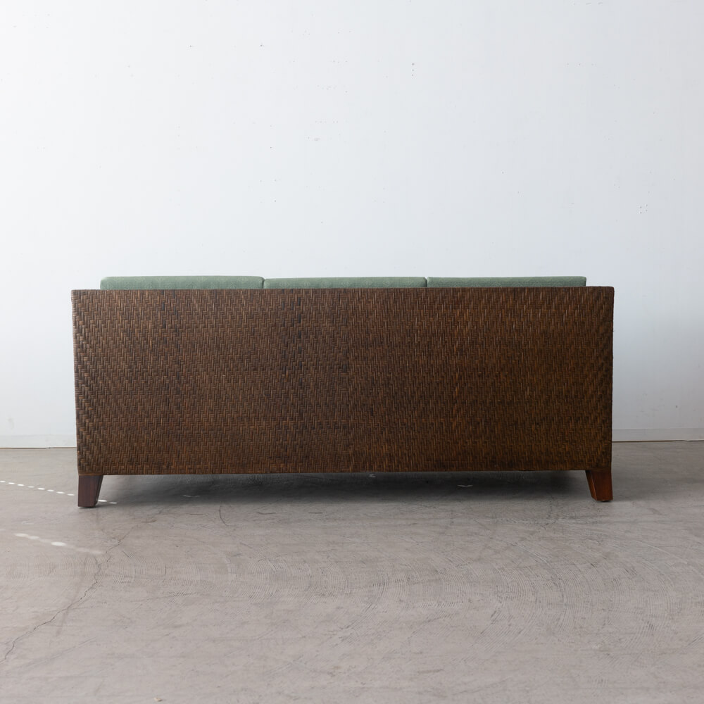 ［アップサイクル品］ラタン 3Pソファ W1800