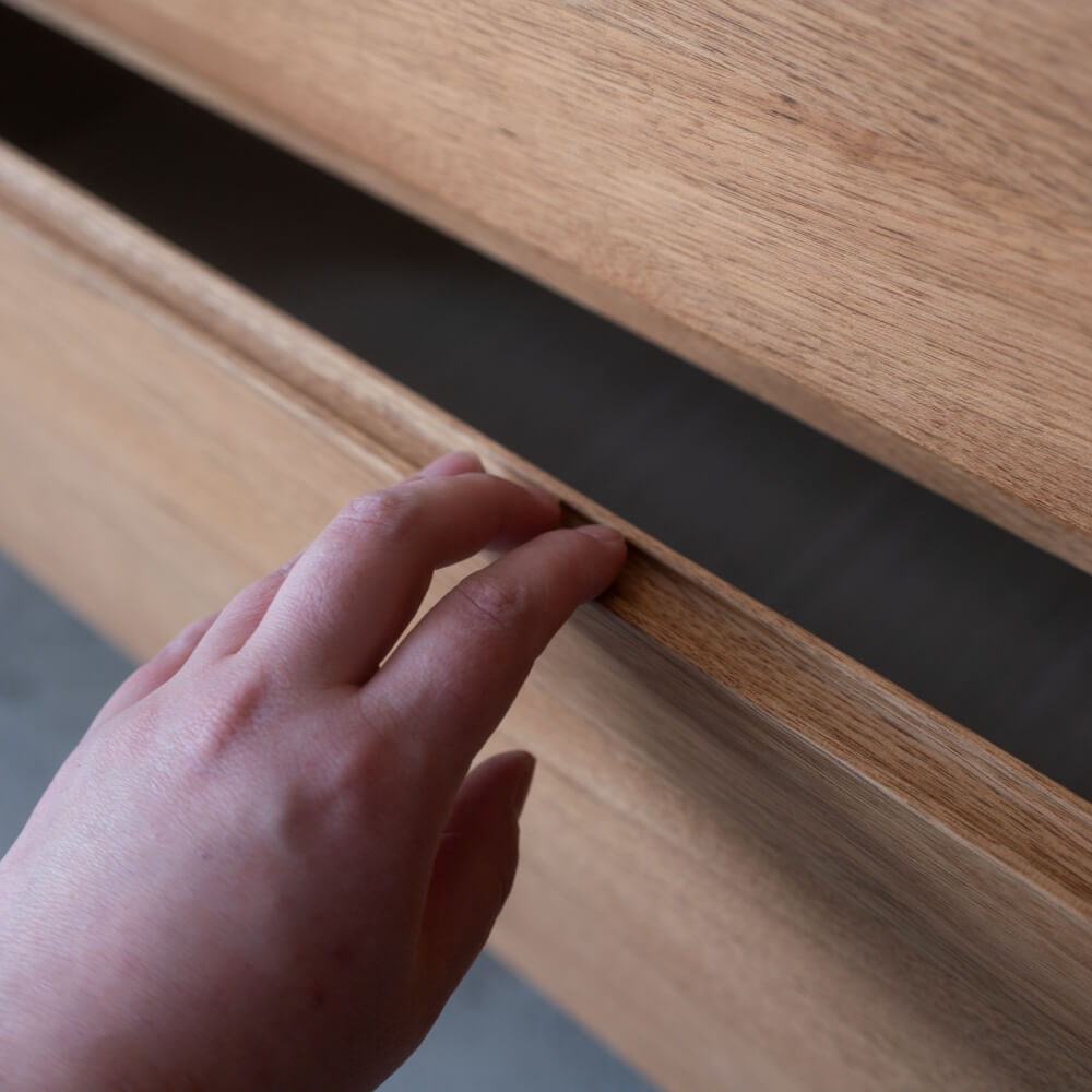 ［数量限定］新品 Prelu リビングチェスト85 クルミ / ライト