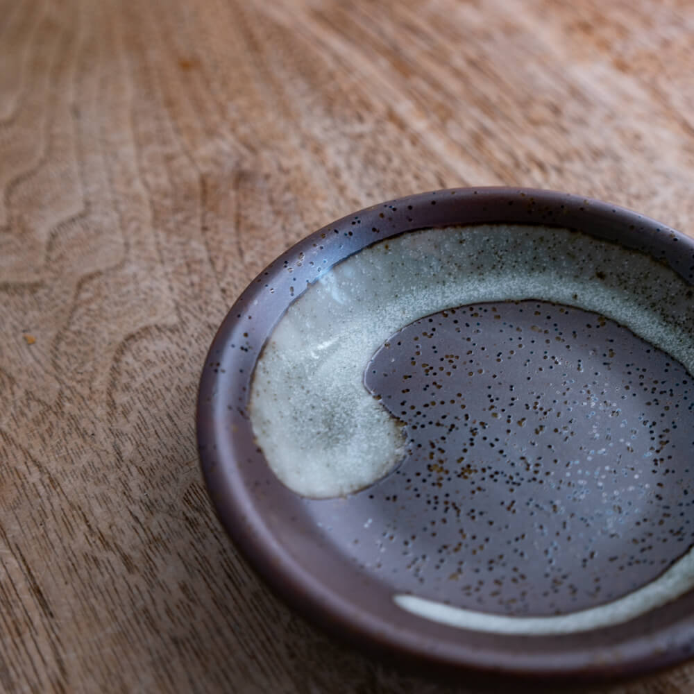 茶白流し 3寸皿 -器市-