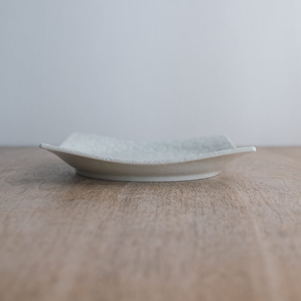 麻波紋白 手引き正角5.5皿 -器市-