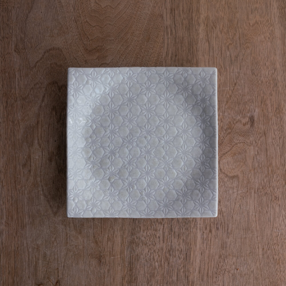 麻波紋白 手引き正角5.5皿 -器市-