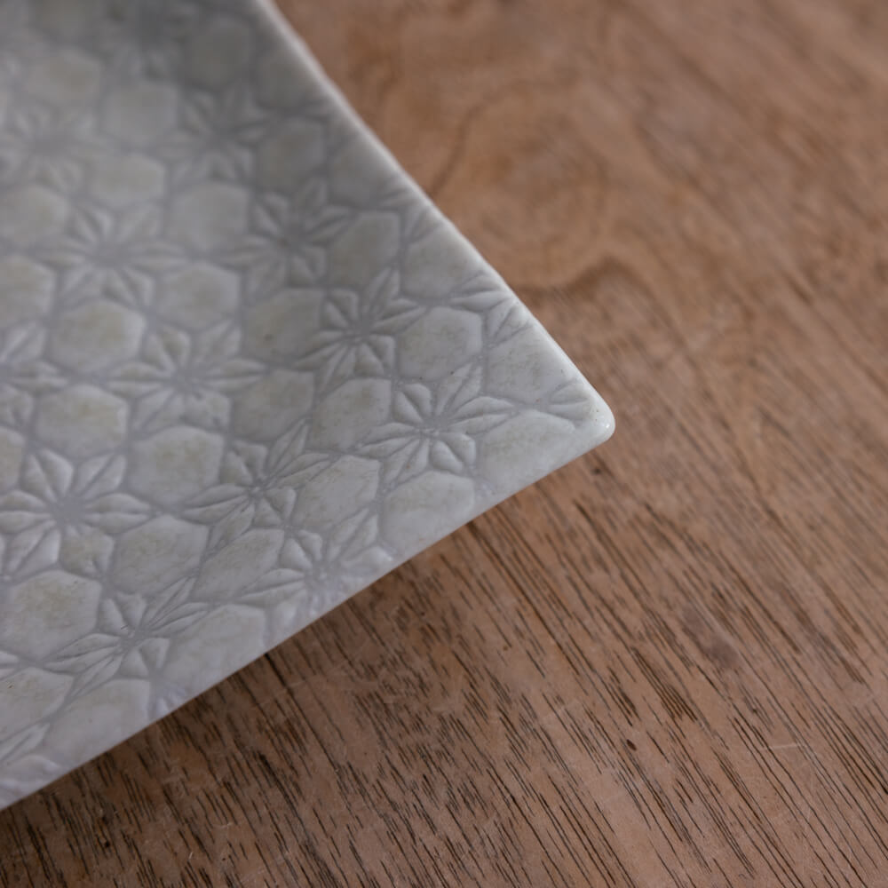 麻波紋白 手引き正角5.5皿 -器市-