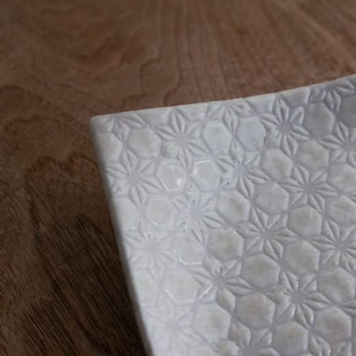 麻波紋白 手引き正角5.5皿 -器市-