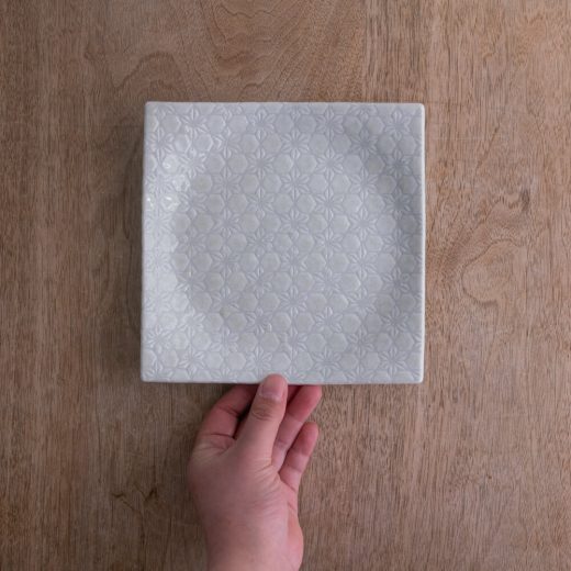 麻波紋白 手引き正角5.5皿 -器市-