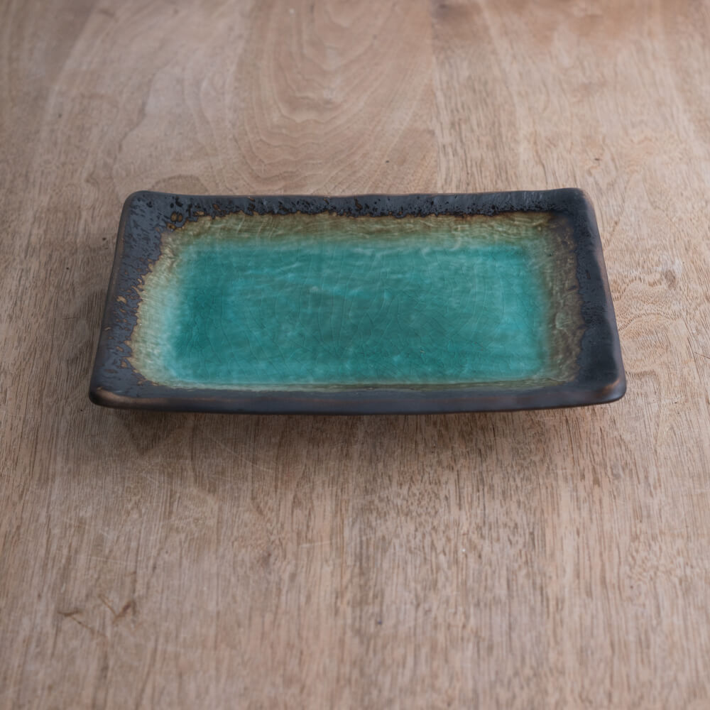 緑彩 焼物皿 -器市-